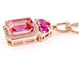 Pink Quartz 18k Rose Gold Over Sterling Silver Pendant With Chain 3.40ctw