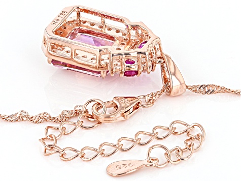 Pink Quartz 18k Rose Gold Over Sterling Silver Pendant With Chain 3.40ctw