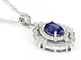 Blue Kyanite Rhodium Over Sterling Silver Pendant With Chain 0.98ctw