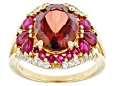 Red Labradorite 18k Yellow Gold Over Sterling Silver Ring 4.71ctw