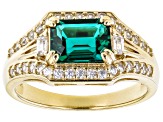 Green Lab Created Emerald 18k Yellow Gold Over Sterling Silver Ring 1.73ctw