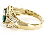 Green Lab Created Emerald 18k Yellow Gold Over Sterling Silver Ring 1.73ctw