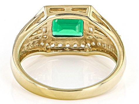 Green Lab Created Emerald 18k Yellow Gold Over Sterling Silver Ring 1.73ctw
