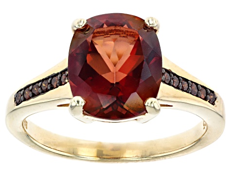 Red Labradorite 18k Yellow Gold Over Sterling Silver Ring 3.10ctw