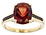 Red Labradorite 18k Yellow Gold Over Sterling Silver Ring 3.10ctw