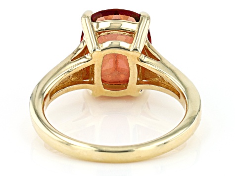 Red Labradorite 18k Yellow Gold Over Sterling Silver Ring 3.10ctw