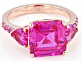Pink Lab Created Sapphire 18k Rose Gold Over Sterling Silver Rose Gold Ring 6.16ctw