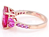 Pink Lab Created Sapphire 18k Rose Gold Over Sterling Silver Rose Gold Ring 6.16ctw