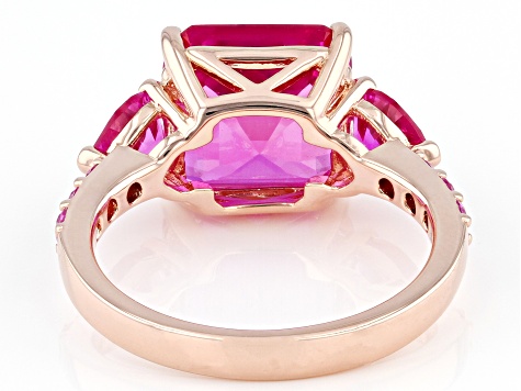 Pink Lab Created Sapphire 18k Rose Gold Over Sterling Silver Rose Gold Ring 6.16ctw
