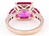 Pink Lab Created Sapphire 18k Rose Gold Over Sterling Silver Rose Gold Ring 6.16ctw