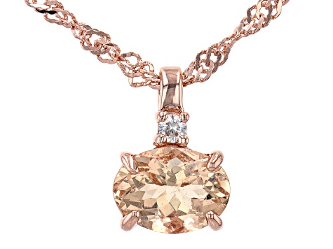 Peach Morganite 18k Rose Gold Over Sterling Silver Pendant With Chain 0.99ctw
