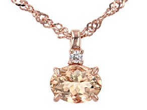 Peach Morganite 18k Rose Gold Over Sterling Silver Pendant With Chain 0.99ctw