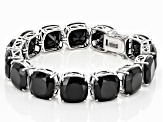 Black Spinel Rhodium Over Sterling Silver Tennis Bracelet 120.00ctw