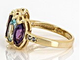 Multi Color Multi Gemstone 18k Yellow Gold Over Sterling Silver Ring 2.72ctw