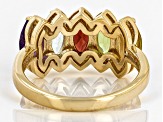 Multi Color Multi Gemstone 18k Yellow Gold Over Sterling Silver Ring 2.72ctw