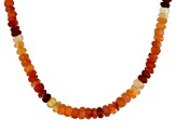 Orange Mexican Fire Opal 18k Yellow Gold Over Sterling Silver Beaded Necklace