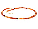 Orange Mexican Fire Opal 18k Yellow Gold Over Sterling Silver Beaded Necklace