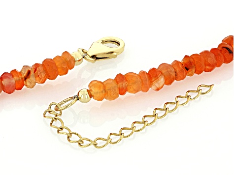 Orange Mexican Fire Opal 18k Yellow Gold Over Sterling Silver Beaded Necklace