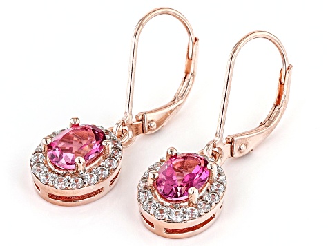 Pink Topaz 18k Rose Gold Over Sterling Silver Dangle Earrings 2.22ctw