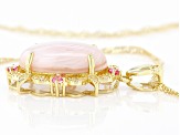 Pink Mother-Of-Pearl 18k Yellow Gold Over Sterling Silver Pendant With Chain 0.24ctw