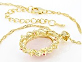 Pink Mother-Of-Pearl 18k Yellow Gold Over Sterling Silver Pendant With Chain 0.24ctw