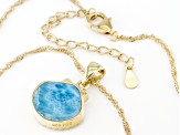 Larimar 18k Yellow Gold Over Sterling Silver Seashell Pendant With Chain