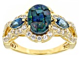 Multi-Color Mosaic Opal Triplet 18k Yellow Gold Over Sterling Silver Ring 1.09ctw