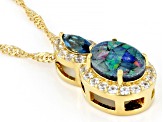 Mosaic Opal Triplet 18k Yellow Gold Over Sterling Silver Pendant With Chain 0.65ctw
