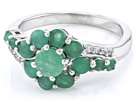 Sakota Emerald Rhodium Over Sterling Silver Ring 1.35ctw