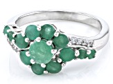 Sakota Emerald Rhodium Over Sterling Silver Ring 1.35ctw