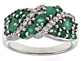 Green Sakota Emerald Rhodium Over Sterling Silver Band Ring 1.33ctw