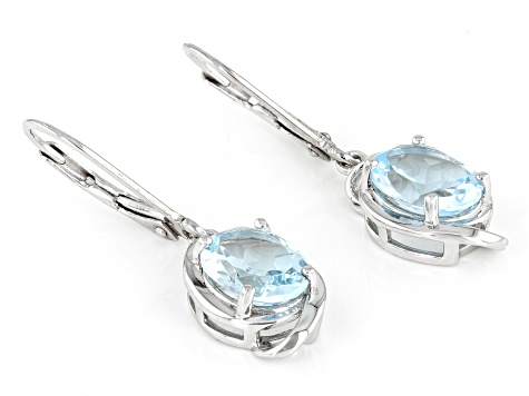 Sky Blue Topaz Rhodium Over Sterling Silver Dangle Earrings 3.85ctw