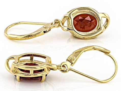 Red Garnet 18k Yellow Gold Over Sterling Silver Dangle Earrings 2.13ctw