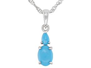 Blue Turquoise Rhodium Over Silver Pendant With Chain