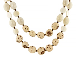 Artisan Collection of Ecuador™ Natural Tagua Nut 16-27" Adjustable Gold Tone Double Strand Necklace