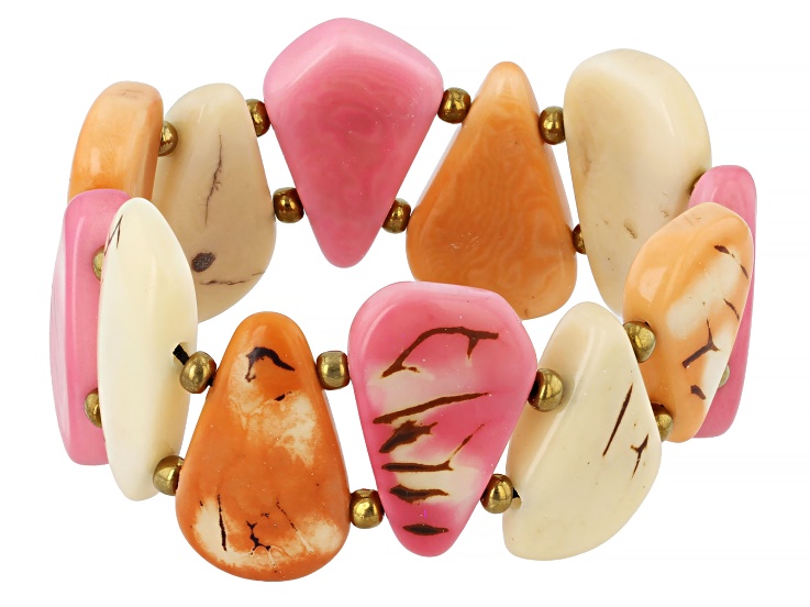 アクセサリー harunatu Artisan Collection of Ecuador™ Pink & Tan Multi-Color Tagua Nut