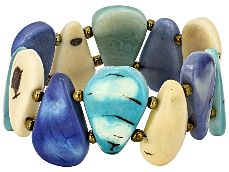 Artisan Collection of Ecuador™ Blue & Tan Multi-Color Tagua Nut