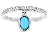 Blue Sleeping Beauty Turquoise Rhodium Over  Silver Band With Charm Ring .40ctw