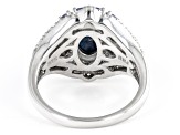 Blue Star Sapphire Rhodium Over Silver Ring 1.16ctw