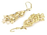 Multi Color Ethiopian With White Zircon 18K Yellow Gold Over Silver Chandelier Earrings 2.27ctw