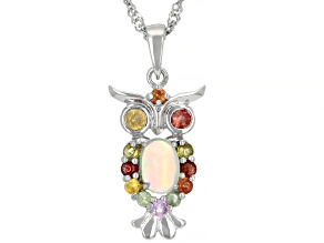 Ethiopian Opal Rhodium Over Sterling Silver Pendant With Chain 1.00ctw