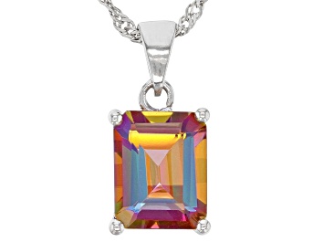 Picture of Orange Northern Lights™ Quartz Rhodium Over Sterling Silver Pendant With Chain 2.59ct