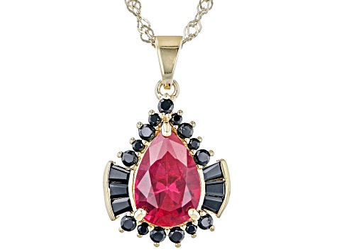 Red Lab Created Ruby 18K Yellow Gold Over Sterling Silver 3.65ctw ...