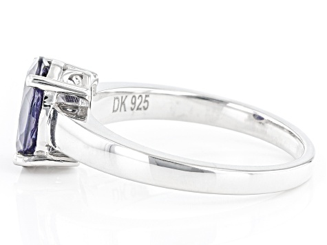 Blue Iolite Rhodium Over Sterling Silver Solitaire Ring 1.21ct