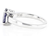 Blue Iolite Rhodium Over Sterling Silver Solitaire Ring 1.21ct