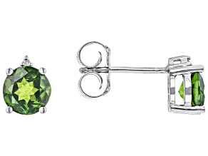 Green Chrome Diopside Rhodium Over Silver Earrings 1.42ctw