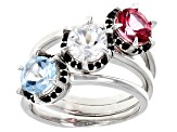 Sky Blue Glacier Topaz Rhodium Over Sterling Silver Set Of Three Rings 2.80ctw
