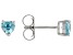 Blue Zircon Rhodium Over Sterling Silver Heart Shaped Stud Earrings 1.11ctw