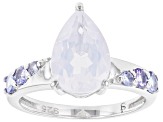 Blue Moon Quartz And Tanzanite Rhodium Over Sterling Silver Ring