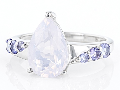 Blue Moon Quartz And Tanzanite Rhodium Over Sterling Silver Ring